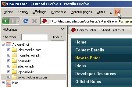 Удаление следов активных сайтов в Firefox.