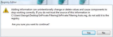 Сохранить Filtering InPrivate всегда включенной.